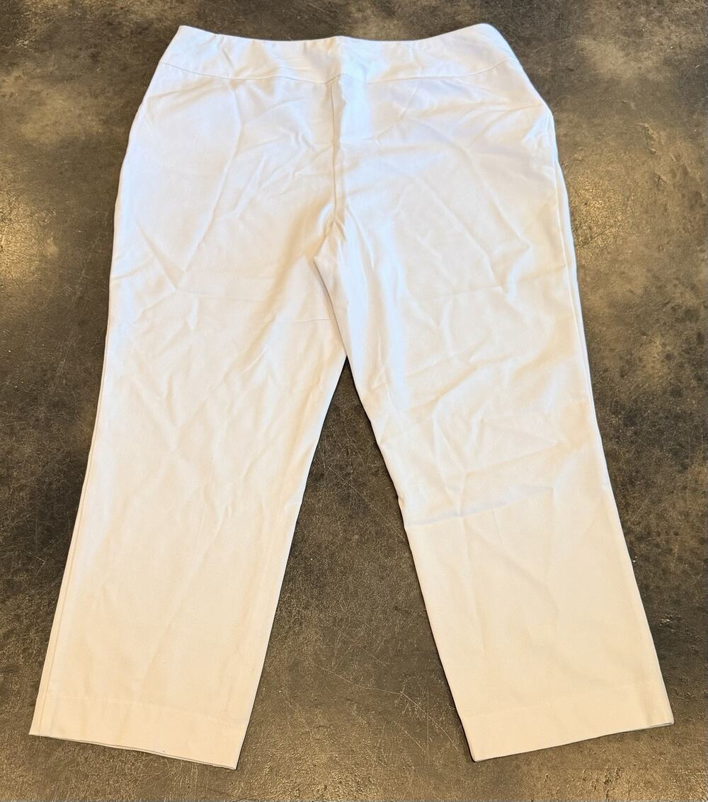 Investments Park Ave Tummy Control Straight Leg White Pants 16R